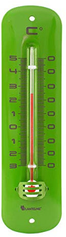 Lantelme Außenthermometer Metall in Grün Temperatur -30°C bis 50°C | Analog Thermometer 19 cm Retro Vintage Look für Außen Innen Terrasse Garten | Gartenthermometer (Grün)