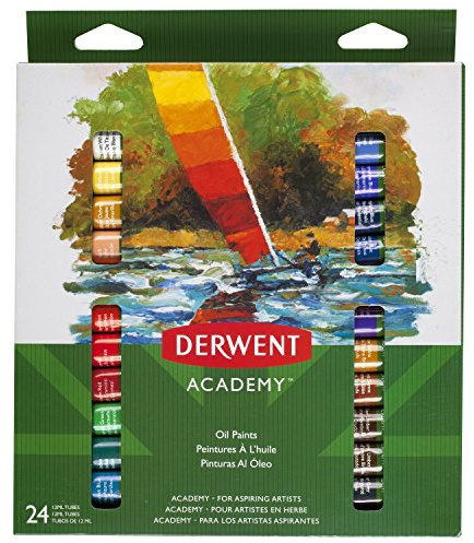 Derwent Academy Oil Paints, 12 ml, Set of 24, High Quality, 98224