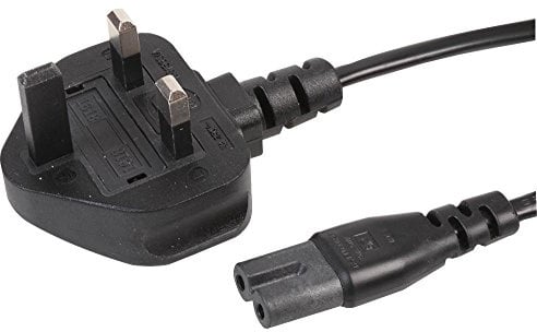 PRO ELEC Figure 8 Power Cable 2m – UK 3 Pin Plug to IEC C7 Mains Lead with 3A Fuse – Black Power Cord for TVs, Games Consoles, Radios, DVD Players & More – PEL00811