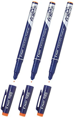 Pilot Frixion Radierbarer Fineliner (Orange, 3 Stück)