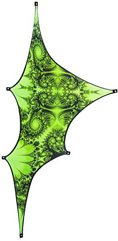 PSYWORK Schwarzlicht Segel Spandex | Fractal Green Black II Right | 1,50 x 2,75m | UV-aktiv | Leuchtend | Wandtuch Wandbehang Stoff Neon Deko Party Tuch Tapestry Poster PSY Goa