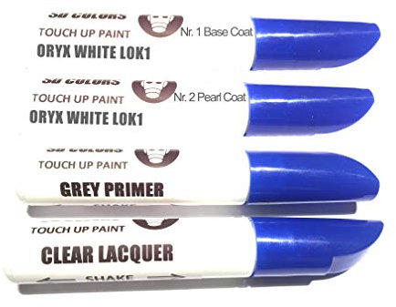 SD COLORS ORYX WHITE L0K1 Lackstift-Reparaturset, 12 ml, Pinsel mit Kratzabsplitterung, Farbcode L0K1 ORYX WHITE (Lack + Grundierung + Lack)