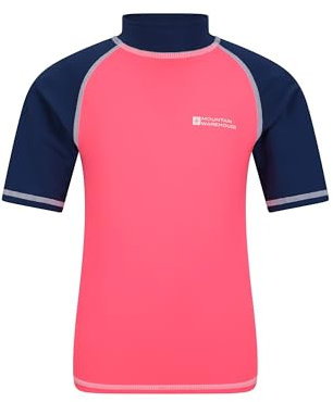 Mountain Warehouse Short Sleeves UPF50+ Kids Rash Vest Fuchsia (Plain) 2-3y