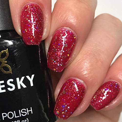 Bluesky Gel Polish, Merlot Red, BLZ12, 10ml, Gel auflösbarer Nagellack, Rot, Neon, Glitzer (Aushärtung unter UV-/LED Lampe erforderlich) er Pack(x)
