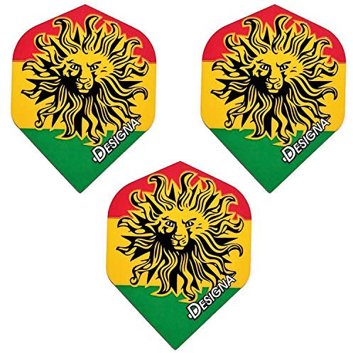 Designa Jamaikanische Iron Lion Zion Dart-Flights, 75 Mikron (3 Sets – 9 Flights)