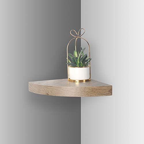 Floating Wooden Wall Mounting Corner Shelf Display Unit (Anthracite Oak)
