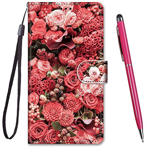 TOUCASA für Honor 9 Lite Hülle, Handyhülle für Honor 9 Lite,Premium Brieftasche PU Leder Flip [Kreativ Gemalt] Stoßfeste Case Handytasche Klapphülle für Huawei Honor 9 Lite,Rosengarten