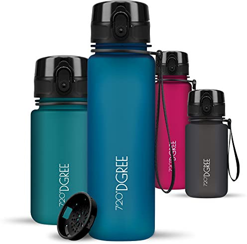 720°DGREE Gourde Enfant 500ml “uberBottle“ +Tamis à Fruits, softTouch - Sans BPA, Anti-fuite - Bouteille d'Eau Plastique, Water Bottle idéale pour École, Kids, Filles & Garçons, Sport, Vélo, Voyages