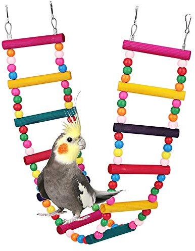 ASOCEA Bird Parrot Ladders Hanging Toys Pet Swing Bridge Climbing Toys Standing Hammock Cage Accessories for Small Medium Chicken Lovebirds Cockatiel Conure Parakeet Finches Trainning Playing