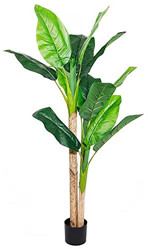 JonesHouseDeco 1.5m Bananier Artificiel Plantes Artificielles Bananier Tropical Arbres Artificiels Interieur en Pot Plastique Plante Deco Bureau Maison Jardin