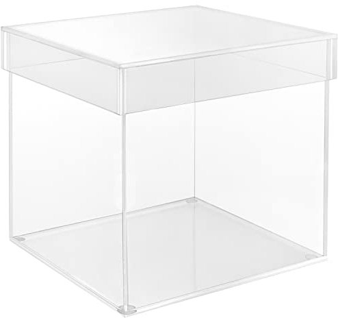 BELLE VOUS 5 Sided Acrylic Display Box - 20 x 20 x 20.5cm / 8 x 8 x 8.07 inches - Clear Small Case Boxes for Home, Museum or Wedding - Vase for Storage, Showcase, Jewellery and Gift