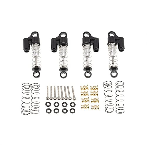 DollaTek Mini-Stoßdämpfer aus Aluminium mit Gewinde, 4 Stoßdämpfer vorne/hinten, Aluminiumlegierungsteile, kompatibel mit SCX24 90081 RC 1:24 Auto, mit 4 RC-Stoßdämpfern aus Metall mit Doppelzylindern