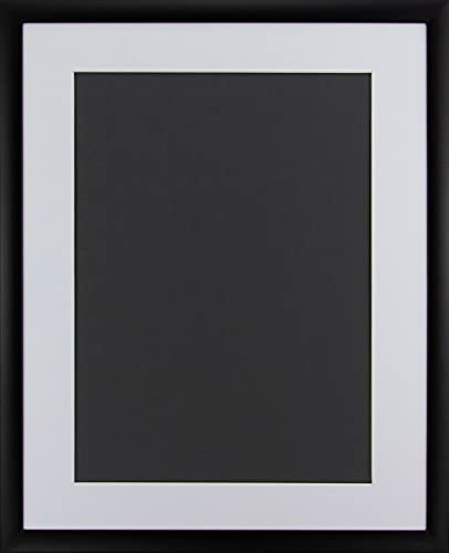 Massivholz-Bilderrahmen Dauphine 60 x 80 cm mit Passepartout passend für Bild 50 x 70 cm Rahmenfarbe: Schwarz Matt,Passepartoutfarbe: Ultra Weiß. Geeignet für Kunstdrucke, Poster und mehr.