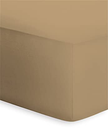 Bassetti Boxspring Spannbettlaken Uni Ottone 189 aus Baumwolle und Elasthan in der Farbe Natur-Beige, Maße: 90cm x 190cm, 100cm x 220cm, 9314116