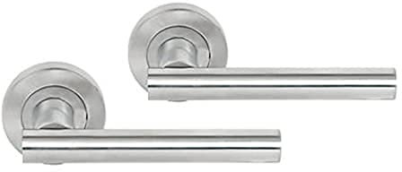 Haven Heritage Door Handle Satin Nickle Straight T Bar Lever on Rose