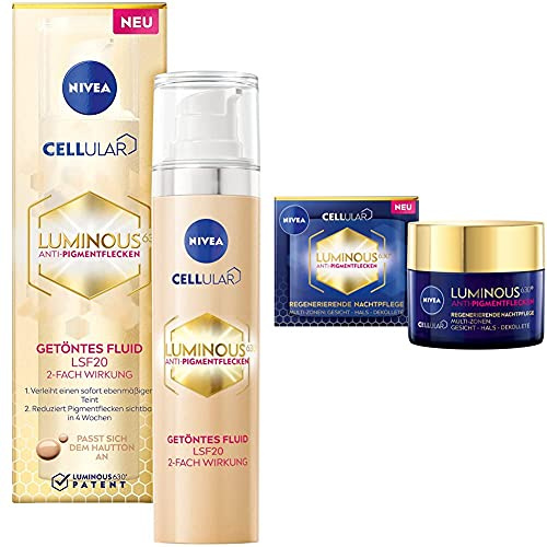 NIVEA Cellular Luminous 630 Anti Pigmentflecken Getöntes Fluid LSF 20 + Cellular Luminous 630 Anti Pigmentflecken Regenerierende Nacht 5