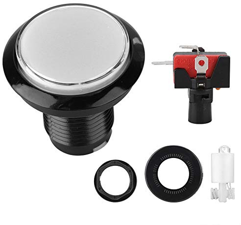 ciciglow Botones De Arcade, Botón Pulsador Iluminado con LED De Cúpula De 46 Mm, Interruptor De Botones De Arcade, Reemplazo Juegos De Máquina De Botón, Pieza De Bricolaje para(Blanco)