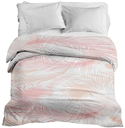 Gravity Gewichtsdecke Bezug - Schlaufen Bezugssystem mit Reißverschluss Baumwolle Deckenbezug für Erwachsene/Jugendliche Größe 150x220 cm Feder rosa beige weiß