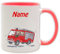 Texmacher Kindertasse - Becher mit personalisiertem Namen und Motiv - Spülmaschinenfest und beidseitig bedruckt (Feuerwehr_Henkel&Innen_Rot)