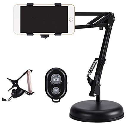 Halterung für Autotelefon Telefonständer, Tablet-Ständer Und -halter Einstellbar, IPad-Stand Für Schreibtisch 360 ° Schwenkwinkel Für Kamera-Videoaufzeichnung Telefon-Desktop-Live-Stand (schwarz) Auto