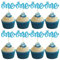 Gyufise 24 Pack One Cupcake Toppers Blue Glitter Baby First Birthday Party Cupcake Food Picks Decorations for Baby Shower Boys Girls Kids 1st Birthday Party Cake Decorations Supplies