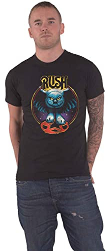 RUSH T Shirt Owl Star Band Logo Official Mens Black L
