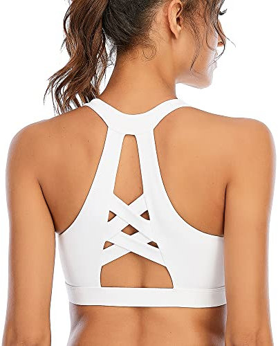 YARRCO Sport BH Damen Top für Yoga Tennis Golf Laufen Wandern Sports Bra Oberteil (Weiß BH, M)