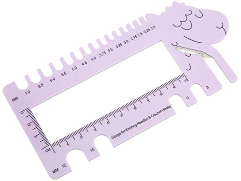 Crochet Gauge, Cute Sheep Shaped Knitting Gauge Measuring Gauge with Yarn Cutter Knitting Needle Gauge for DIY Weaving Tools