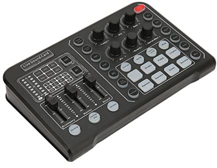 Goshyda Live-Soundkarte, Multifunktionaler Tragbarer Audio-Mixer, DJ-Sound-Mischpult mit Rauschunterdrückung, Voice-Changer-Sound-Mixer-Board, für Live-Streaming, PC, Aufnahmestudio und Spiele