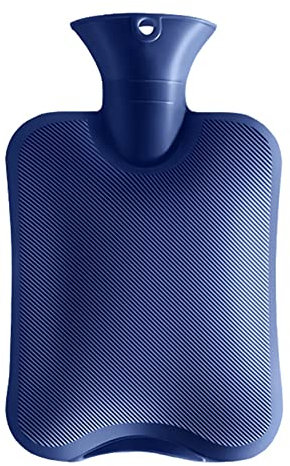 Hot Water Bottle 2L Large Foot Hands Warmer Rubber Water Bag for Hot and Cold Compress Period Cramp Pain Shoulder Back Neck Pain Relief Body Water Bottle for Bed Navy Blue