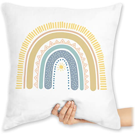 Shirtracer Kissen 40x40 Zierkissen - & Bohemian Deko - Boho Regenbogen - Sonne - 40 x 40 cm - Weiß