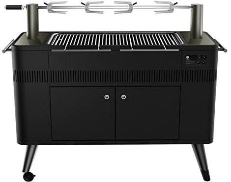 Everdure HUB II Barbecue au charbon de bois avec rôtissoire automatique, design Award gagnant, allume-feu électrique, méthodes de cuisson directes et indirectes
