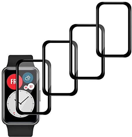 [4 Pezzi] Foryo Pellicola Protettiva per Huawei Watch Fit/HONOR Watch ES Facile da Installare (Curva 3D), Copertura Completa, Anti Graffio, HD Protezione Schermo Compatibile con Huawei Watch Fit