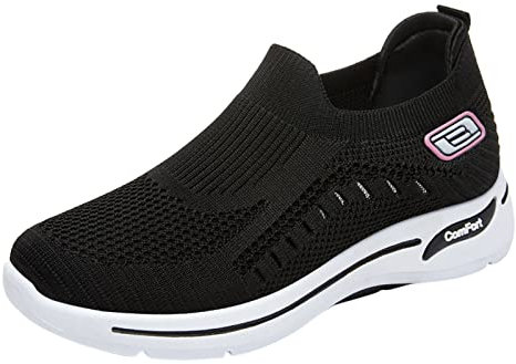 Allbestop Chaussures De Marche À Enfiler À Coussin d'air,Sneakers Montantes Basket Femme Running Sabot De Jardin Femme Sandales Et -Pieds Femme Chaussures Minimalist(Le Noir,39)