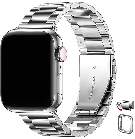 Wristitani Correa de Acero Inoxidable Compatible con Apple Watch Correa 45mm 44mm 42mm,Pulseras de Repuesto de Metal sin Herramientas para iWatch SE Series 9/8/7/6/5/4/3/2/1