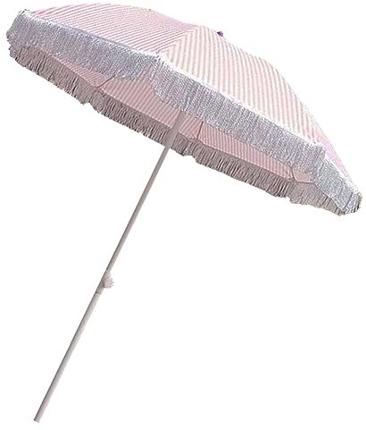 Pink Striped Tassel Parasol, Retro Tassel Garden Umbrella, Hawaiian Parasol, Wear-resistant Sunscreen, Seaside Courtyard Pool Shading, No Base, For Beach Garden Patio ( Color : Pink , Size : 140*235cm