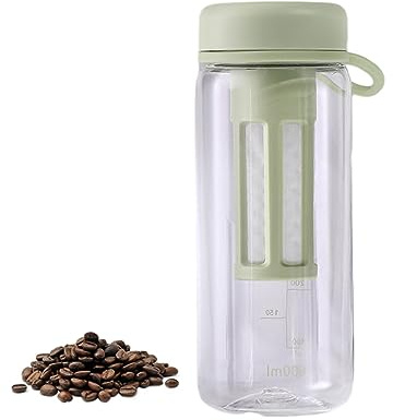 BBTISG Cold Brew Krug mit Skala, 600 ml auslaufsichere Kaltbrühflasche Tragbarer Eiskaffee und Tee-Ei mit luftdichtem Deckel für Eistee, Kaffee (Hellgrün)