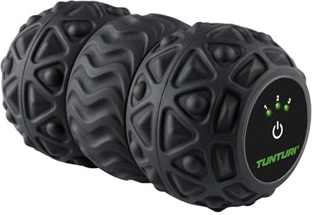 Tunturi Rouleau de massage vibrant duo pour massage du dos - massage des pieds - électrique - avec 3 niveaux - format compact - Noir