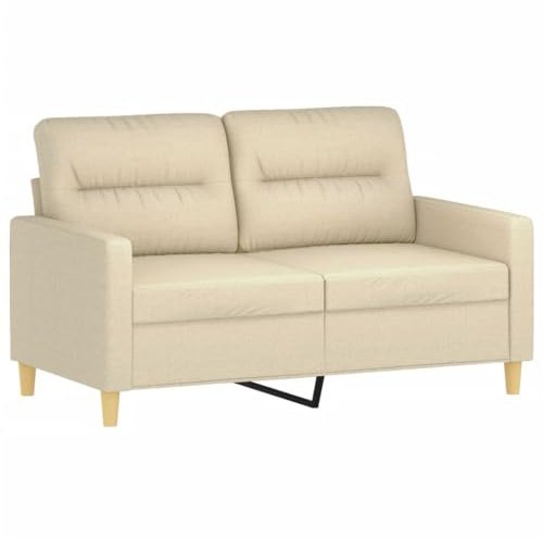 vidaXL Sofa 2-Sitzer, Loungesofa Couch mit Armlehnen Rückenkissen, Wohnzimmersofa Designsofa Metallgestell, Sitzmöbel Zweisitzer, Modern, Creme Stoff