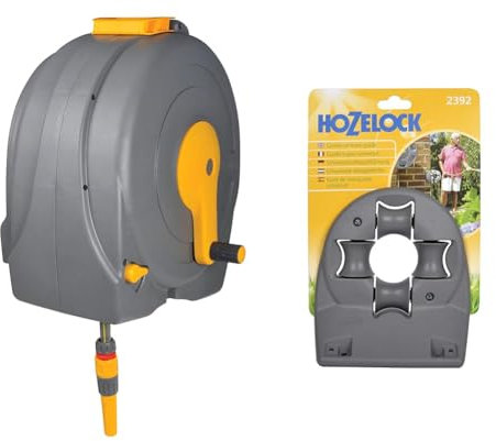 HOZELOCK - Wall-Mounted Fast Reel 40 m : Easy Rewinding with its Integrated Hose Guide System & Universal Hose Guide : Helps to Guide your Hose Around Hard Wearing Corners