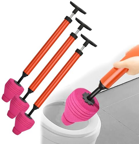 Drain Cleaner Pump, Suction Plunger for Sink for Blockages, Vacuum Plunger with Strong Suction Power, Toilet Plunger 4-in-1 Toilet Plunger for Toilet, Bathtub, Floor Drain (Pack of 3)