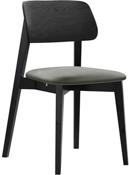 Mirjan24 Esszimmerstuhl Taskir, B:47 x H:80 x T:49 cm, Stuhl aus Buchenholz für Esszimmer, 2 mal lackiert, Lack auf Wasserbasis, Gepolsterte Sitzfläche, Küchenstuhl (Schwarz/Magic Velvet 2217)