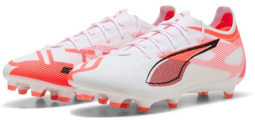 PUMA Ultra 5 PRO FG/AG, Scarpe da Calcio Unisex-Adulto, White Black-Glowing Red, 41 EU