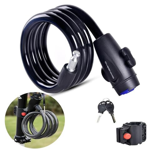 iHMeiju Bike Lock with 2pcs Keys, 4 Feet Bike Cable Lock, Thick Bike Lock Cable Coiled Secure Bicycle Lock Heavy Duty Bicycle Lock Cable for Strong Anti-Theft, Come with 1PCS Mounting Bracket.