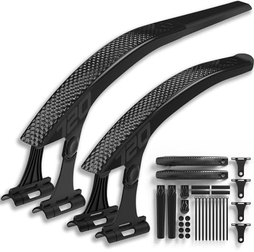 Wenbones Fahrrad Schutzblech Set Vorne Hinten Verstellbarer, Rennrad FahrradschutzblechTragbar Verdickung, Universal Spritzschutz Radschutz für Geeignet Reifenbreite 700c x 23-38mm (Schwarzes Paar)