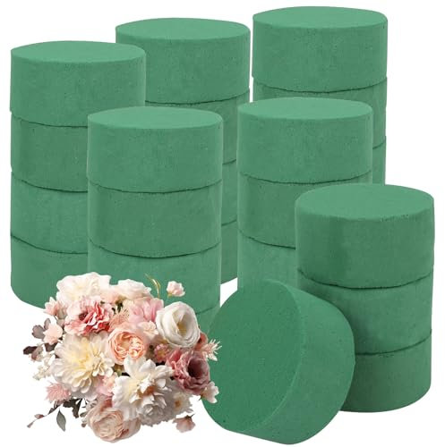 GBACHOOSE 24 Stück Blumensteckschaum 8x4CM, Steckschwamm Rund, Blumensteckschaum für Blumen Arrangement Hochzeit, Urlaub, Party Dekoration