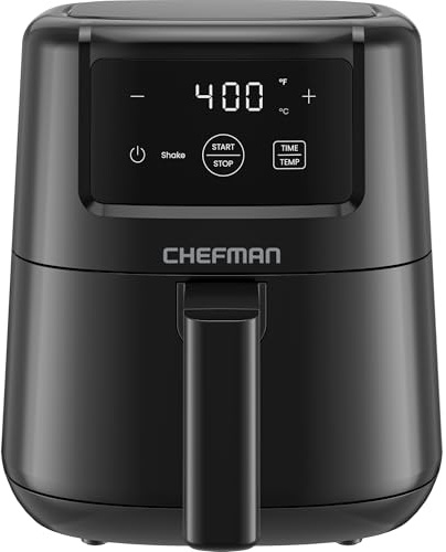 CHEFMAN 2 Qt Mini Air Fryer – Digital Space-Saving Compact Air Fryer with Nonstick and Dishwasher Safe Basket, Quick & Easy Meals in Minutes, Features Digital Timer and Shake Reminder – Black