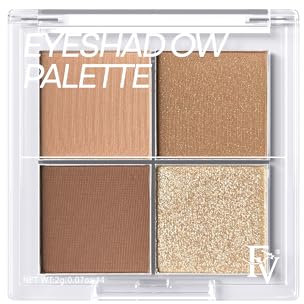 FV Palette Ombretti Alta Pigmentazione - Setosa, Lunga Durata, 4 Tonalità Metallizzate E Opache, Finitura Naturale Per Make-Up Giornaliero (Neutral)