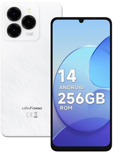 Ulefone Note 20 Pro SIM-Free & Unlocked Mobile Phones, 8GB+256GB/1TB SD Android 14, 90Hz 6.75” HD+ Screen, 50MP Triple AI Camera, 6000mAh 18W 4G Dual SIM Smart Phone SIM Free Fingerprint Face ID White