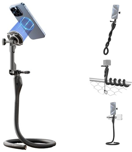 JJC Magnetic Flexible Phone & Action Camera Mount Holder for iPhone 16 15 14 13 12, for Gopro Hero 13 12 11 DJI Inst.360, Bendable Stand Handle Selfie Fixed Coiled Shooting Car & Bike Recording